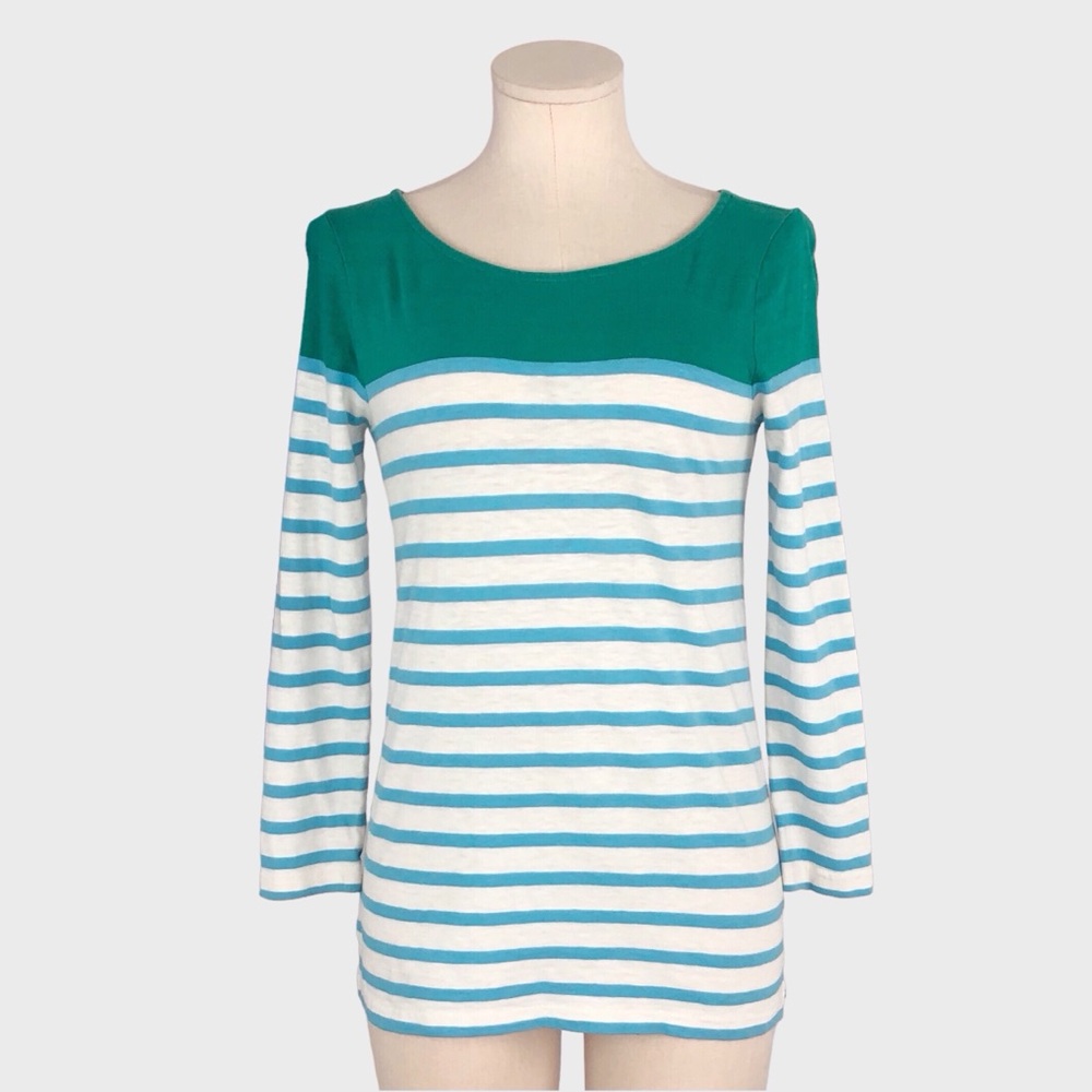 J Crew Colorblock Stripe Boatneck Slub Cotton Tee